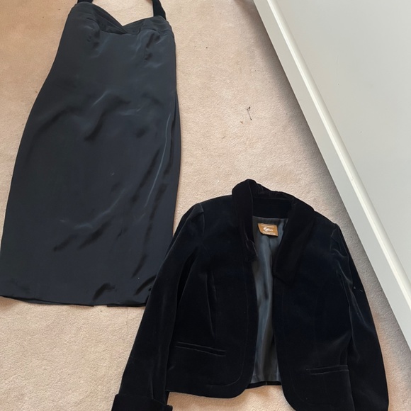 Beautiful black dress with velvet jacket.  Size 7/8 form fitting - Picture 2 of 5